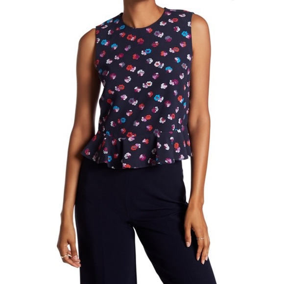 Rebecca Taylor Sakura Ruffle Top Navy Size 4 - Picture 8 of 8